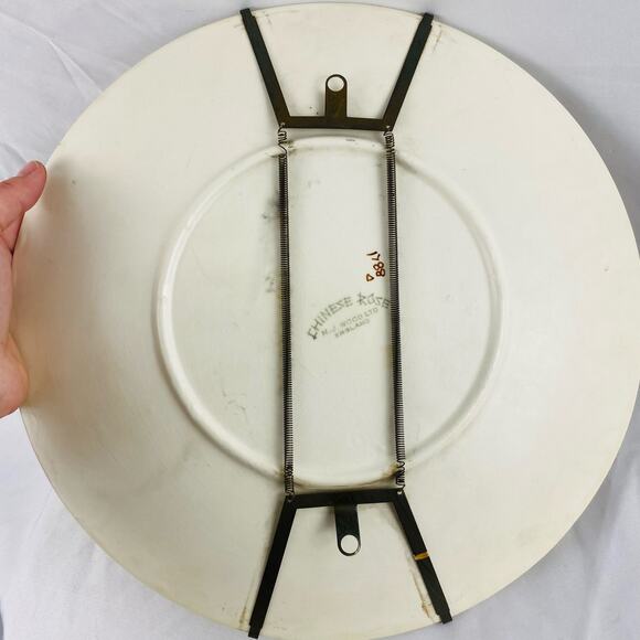 Vintage H. J. Wood chinese Rose Hand-painted Plate Wall‎ Hanging - Picture 6 of 6